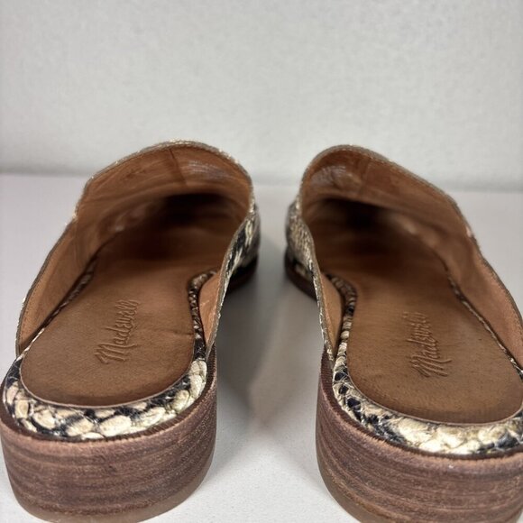 Madewell Women's 8 Frances Snake Leather Loafers Mules Slip On Shoes Boho Flats - Picture 13 of 15